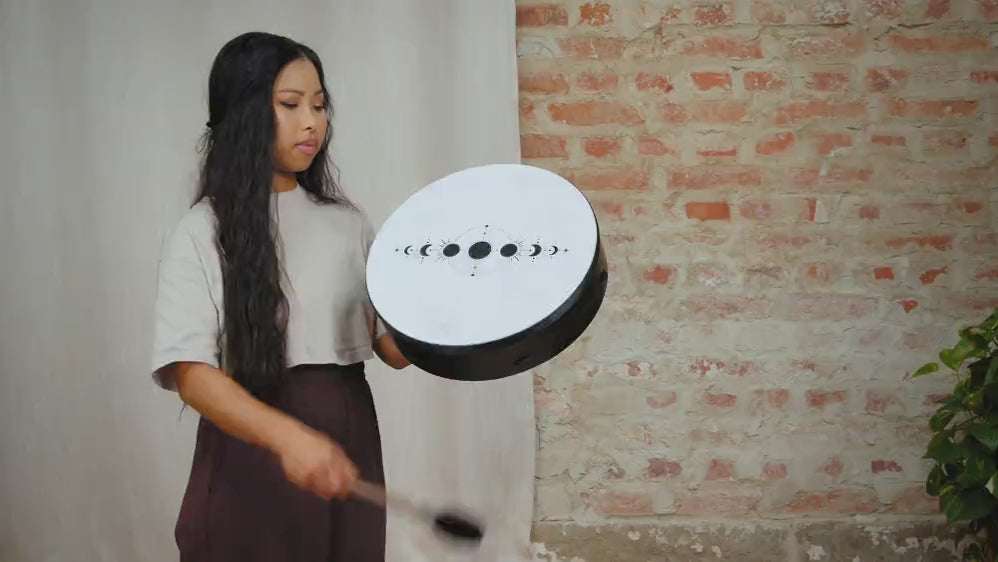 Tamburo rituale in pelle sintetica | 14'' fasi lunari